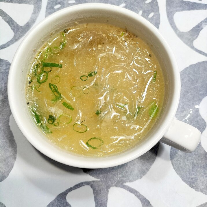 春雨と葱と白胡麻の和風スープ